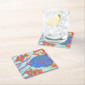 Pop vis vierkante kartonnen onderzetter (Insitu)