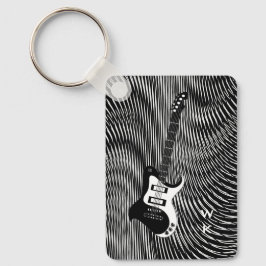 Pop voor zwart-wit-gitaartrippy sleutelhanger