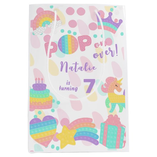 Pop voorbij! Pastel pop het verjaardagskind Medium Cadeauzakje (Voorkant)