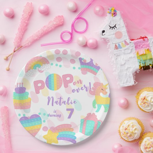 Pop voorbij! Pastel pop het verjaardagskind Papieren Bordje (Feest)