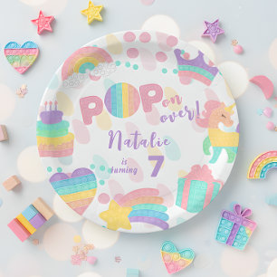 Pop voorbij! Pastel pop het verjaardagskind Papieren Bordje