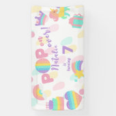 Pop voorbij! Pastel pop het verjaardagskind Spandoek (Verticaal)