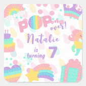 Pop voorbij! Pastel pop het verjaardagskind Vierkante Sticker (Voorkant)