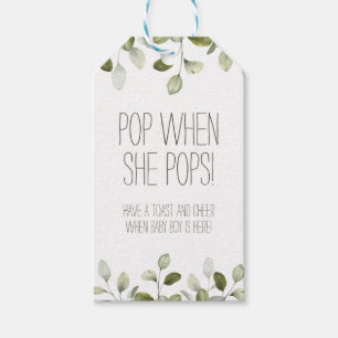 Pop wanneer ze Poppen Wine Favor Tag voor Baby sho Cadeaulabel