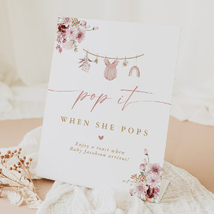 Pop When She Pops Baby Shower Favor Sokkel Bord Reclamebord Met Voetstuk