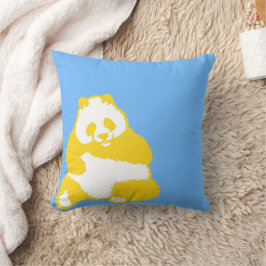 Pop Yellow Panda Sky Blue Sierkussen