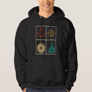 Pop Zeilboot Kompas Zeiler Anker Nautisch Zeilen Hoodie