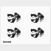 Pop zwart-wit ovale sticker (Vel)