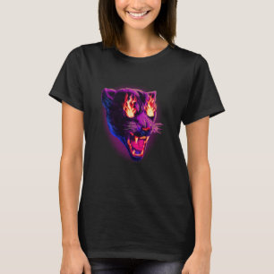 Pop Zwarte Panter in brand Luipaard Jaguar Dier T-shirt