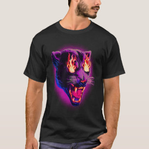 Pop Zwarte Panter op Vuur Luipaard Jaguar Dier T-shirt