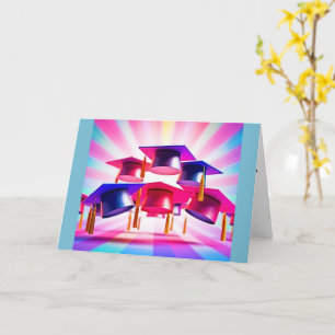 PopArt Afstudeerhoeden Vouwbare Wenskaart Kaart