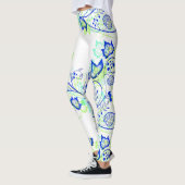 PopArt Blue Leaves Leggings (Links)