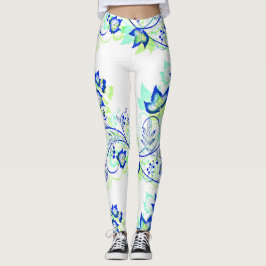 PopArt Blue Leaves Leggings