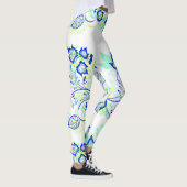 PopArt Blue Leaves Leggings (Rechts)