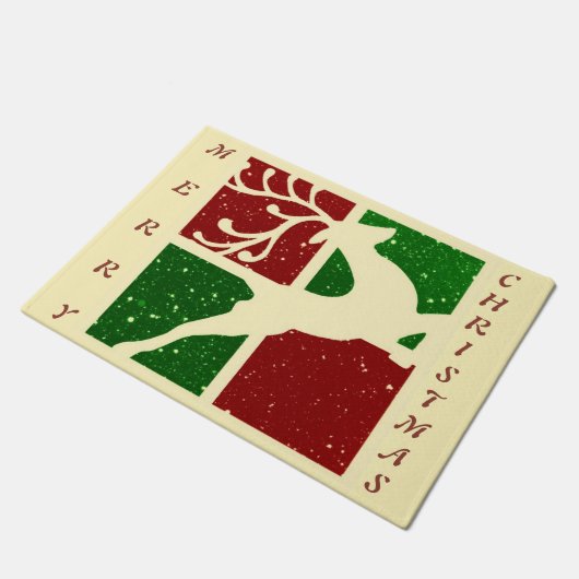 Popart kerst herten deurmat (Schuin)