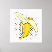 Popart Peeling Banaan Fruit op Halftone Stippen Canvas Afdruk (Voorkant)