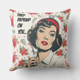 PopArt Poinsettia Pin-Up Nurse Buitenkussen