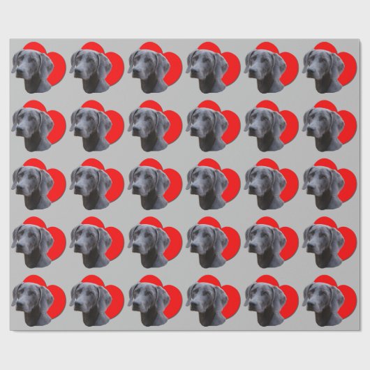 PopArt Red Heart Weimaraner Mouse Gray Love Cadeaupapier (Vlak)