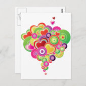 PopArt roze en groene harten Briefkaart (Voorkant / Achterkant)