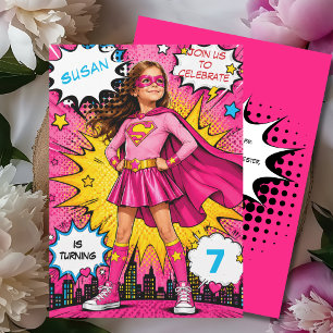 Popart stripheld superheldin supergirl verjaardag kaart
