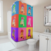 Popart Teddy Andy rideau de douche (En situation)
