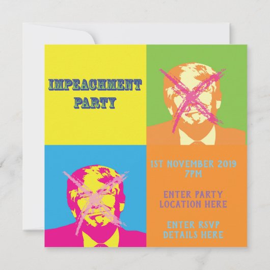 Popart Trump Impeachment Party Kaart (Achterkant)