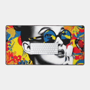 Popart vrouw met zonnebril bureaumat