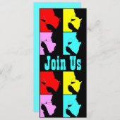 PopArt Wine Tasting Silhouette 4 Stappen Uitnodigi Kaart (Voorkant / Achterkant)