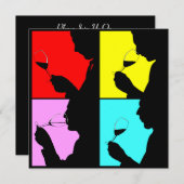 PopArt Wine Tasting Silhouette 4 Steps Invitation (Devant / Derrière)