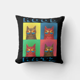 Popartillustratie van koele katten die een zonnebr kussen