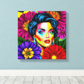 Popartportret canvas afdruk (Insitu (Houten vloer))