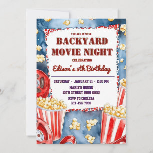 Popcorn Achtertuin Film Night Verjaardagsfeest Kaart