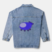 Popcorn Anime Blue Spaceship Denim Jacket (Verso)