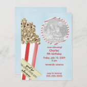 Popcorn Anniversaire Fête Invitation (Devant / Derrière)