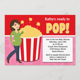 Popcorn Baby shower Invitation Kaart