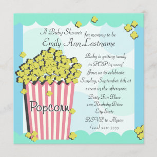 Popcorn Baby shower Kaart