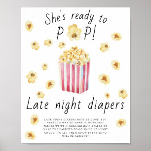 Popcorn baby shower - Late night luiers spel Poster