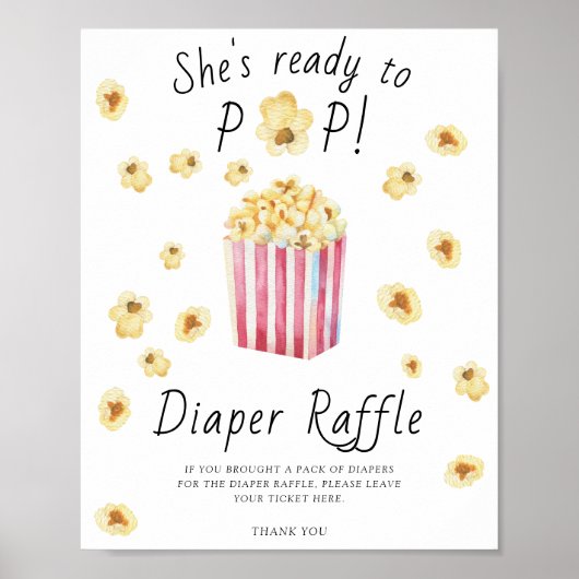Popcorn baby shower - luier raffle poster (Voorkant)