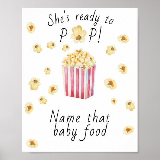 Popcorn baby shower - Noem dat baby voedsel Poster (Voorkant)