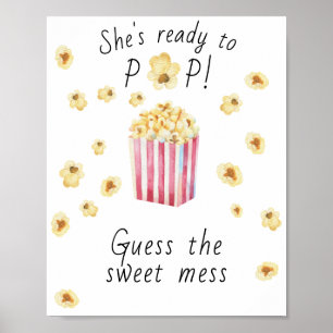 Popcorn baby shower - Raad de zoete troep Poster