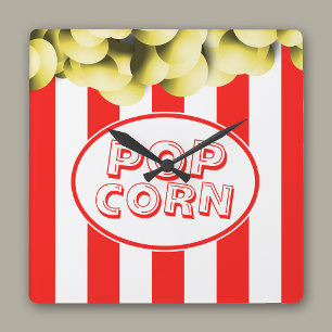 Popcorn Bag Funny Movie Theme Vierkante Klok