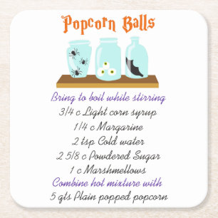 Popcorn Balls Recipe Vierkante Kartonnen Onderzetter