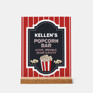 Popcorn Bar - Acryl Tafel Teken voor Party Acryl Bord