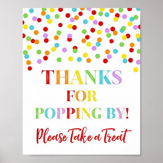 Popcorn Bar Bord Rainbow Confetti Poster (Voorkant)
