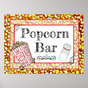 Popcorn Bar Huwelijk of Baby Shower Bord Poster