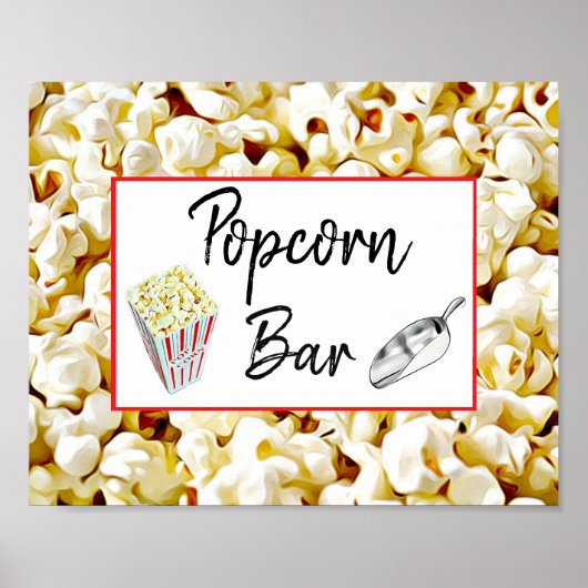 Popcorn Bar Wedding of Baby shower Sign Poster (Voorkant)