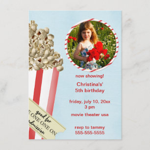 Popcorn Birthday Party Invitation Kaart