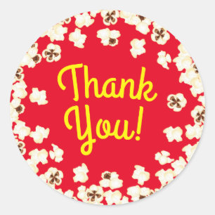 Popcorn Birthday Party Movie Theater Ronde Sticker