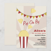 Popcorn carnaval Birthday Party Invitation Kaart (Voorkant / Achterkant)
