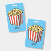 Popcorn cartoon illustratie badge (Voor- en achterkant)